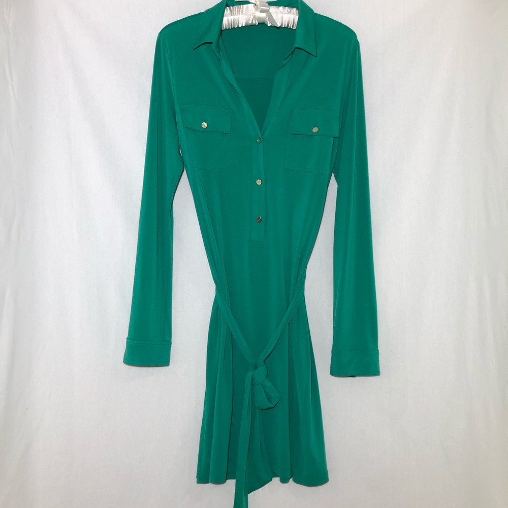 Marciano Green Gold Button Up Dress Size M